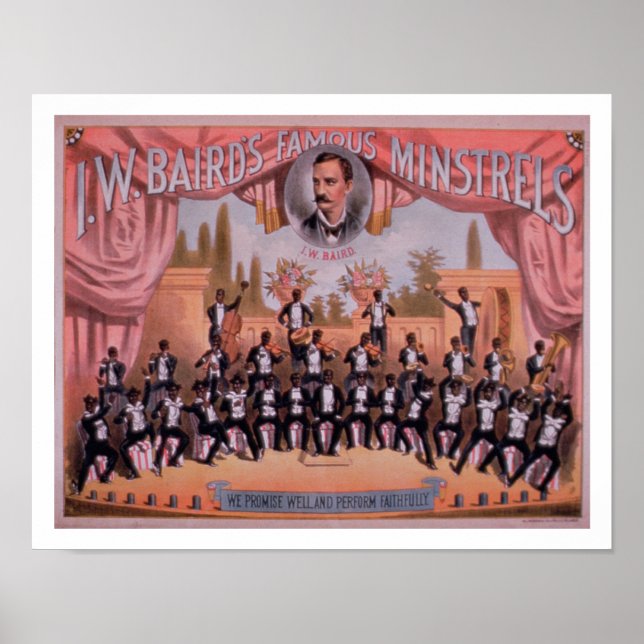 Annonsering för "I.W. Bairns Berömd Minstrels' Poster (Framsidan)