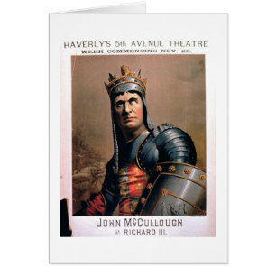 Annonsering för 'John McCullough som Richard III Hälsningskort