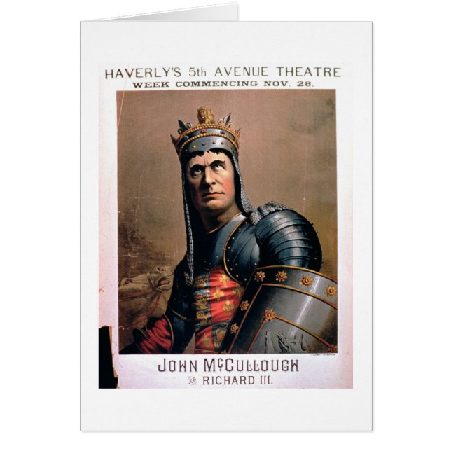 Annonsering för 'John McCullough som Richard III Hälsningskort (Framsidan)