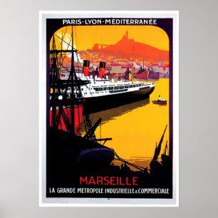 Annonsering för Marseille vintagefrakt Poster