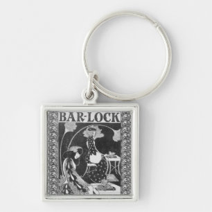 Annonsering för Pub-Låsa skrivmaskiner, c.1895 Fyrkantig Silverfärgad Nyckelring