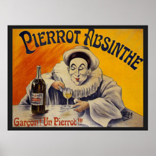 Annonsering för vintagefranskPierrot Absinthe Poster