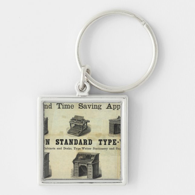 Annonsering med Guide Karta Fyrkantig Silverfärgad Nyckelring (Framsidan)