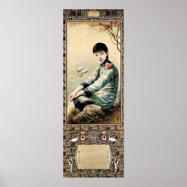 Annonsering om kinesiska kvinnor i den gamla Vinta Poster (Framsidan)