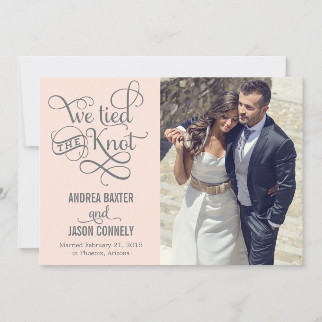 Annoonement Knot Bröllop - ljust persilja Inbjudningar (Framsida)