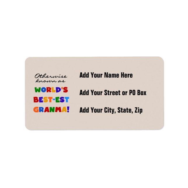 Annorlunda bekant som Bäst-est Granma gåvor Adressetikett (Framsidan)