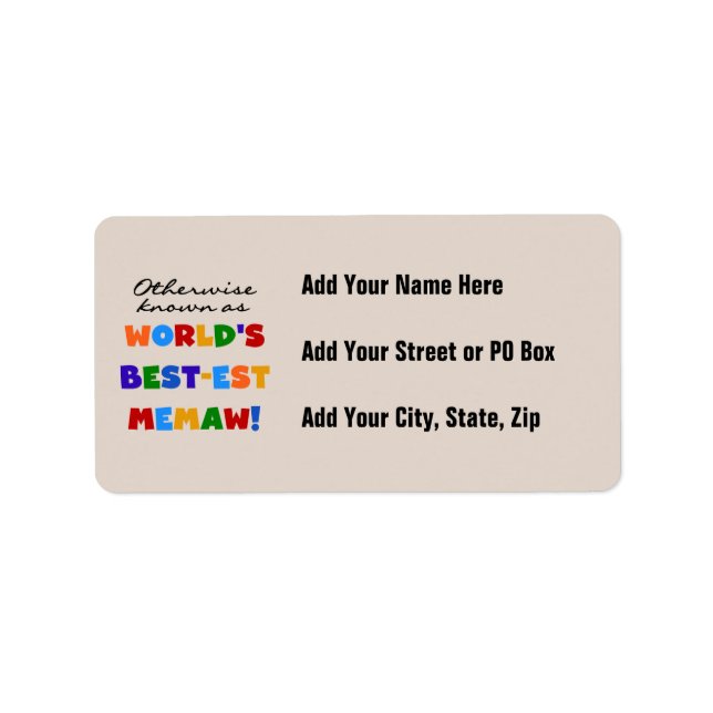 Annorlunda bekant som Bäst-est Memaw Tshirts Adressetikett (Framsidan)