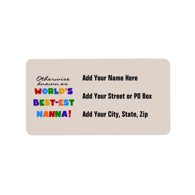Annorlunda bekant som Bäst-est Nanna gåvor Adressetikett (Framsidan)