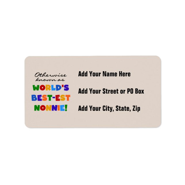 Annorlunda bekant som Bäst-est Nonnie gåvor Adressetikett (Framsidan)