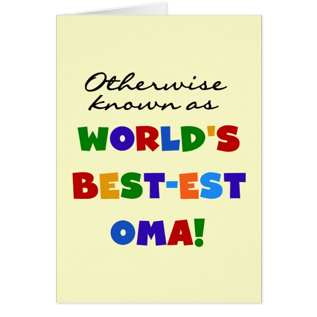 Annorlunda bekant som Bäst-est Oma Tshirts och OBS Kort (Framsidan)