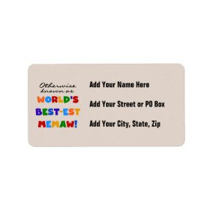 Annorlunda bekant som världs Bäst-est Memaw Adressetikett