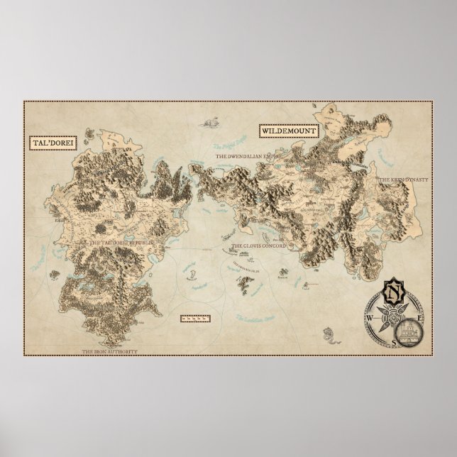 Annotated karta of östra Exandria Poster (Framsidan)