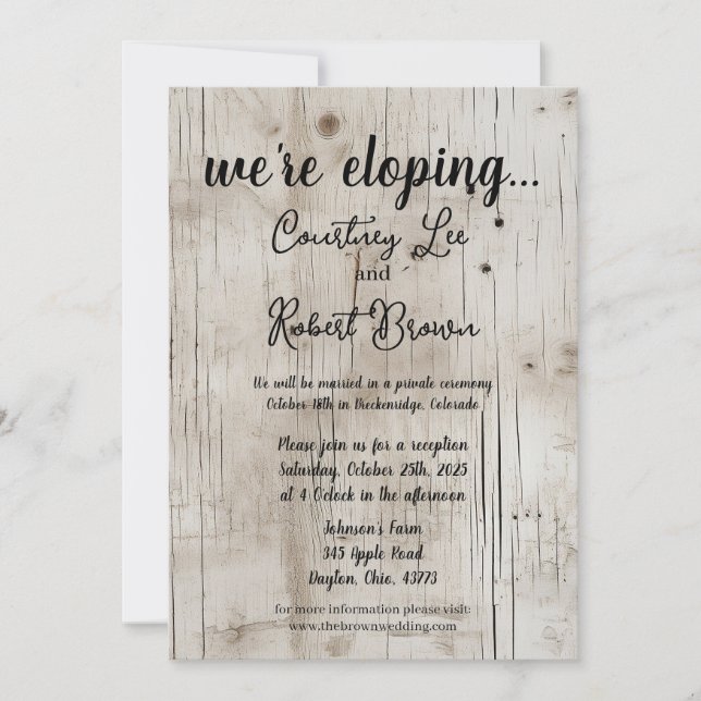 Annoucement för Birchwood Elopement Annoucement Inbjudningar (Framsida)