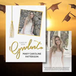 Annoucement för elegant Guld White Photo Studenten
