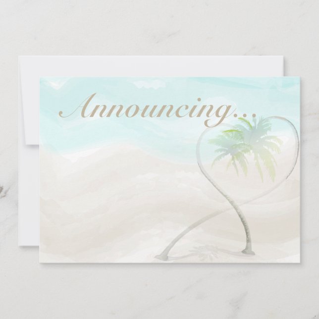 Annouementet "Tropical Beach Wedding" för vattenfä Inbjudningar (Framsida)