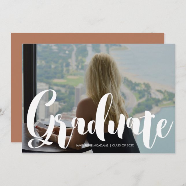 Announcem för minimal fotoStudentfest-Orange Meddelande (Fram/baksida)