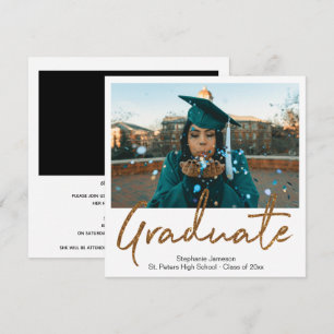 Announceme för omedelbar fotograduation i Guld Gli Inbjudningar