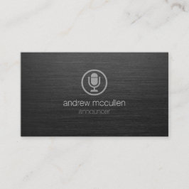 Announcer Microphone Icon Mörk Brushed Metall Visitkort