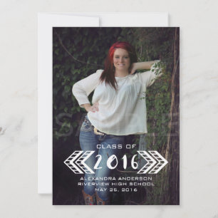 Announement White Tribal Aztec Photo Studenten Meddelande