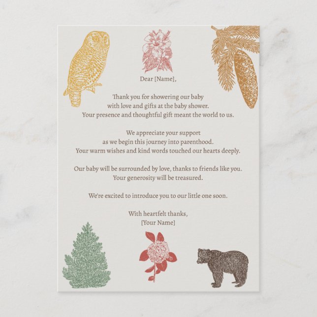 Announgning från Woodland Animal Baby Vykort (Framsida)