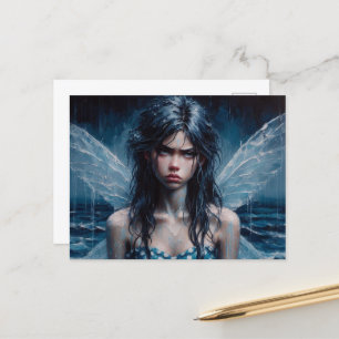 Annoyed Fairy Rainy Ocean Resa Vykort