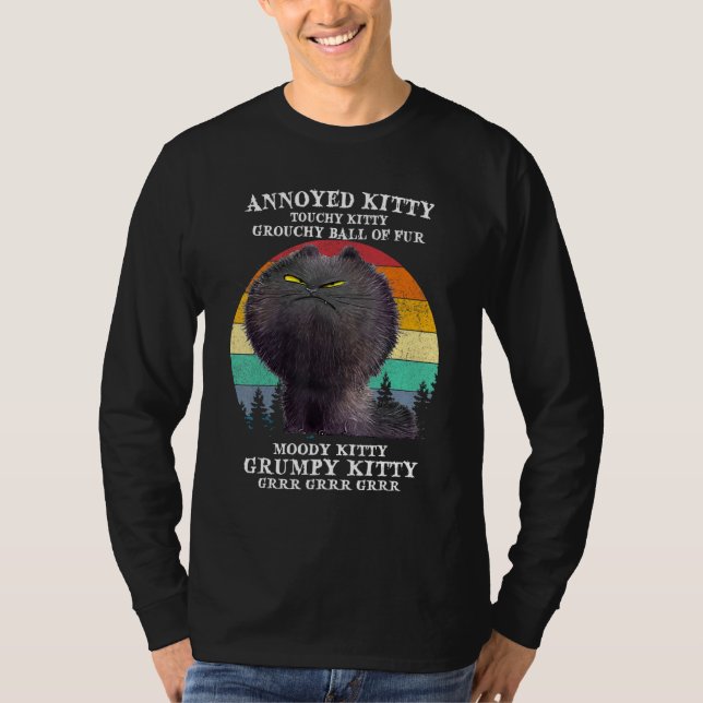 Annoyed Kattunge Touchy Kattunge Grouchy Boll Vint T Shirt (Framsida)