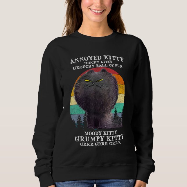 Annoyed Kattunge Touchy Kattunge Grouchy Boll Vint T Shirt (Framsida)