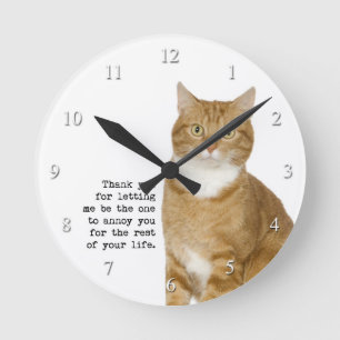 Annoying Cat Clock Rund Klocka