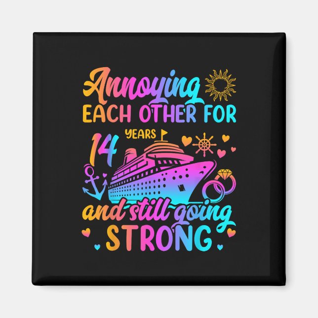 Annoying Each Other For 14 Years Wedding Anniversa Magnet (Framsidan)