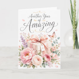 Ännu ett år av fantastisk elegant blomsterfödelsed kort