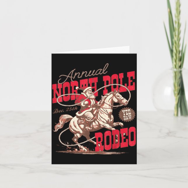 Annual North Le Rodeo Cowboy Santa Howdy Christmas Kort (Framsida)