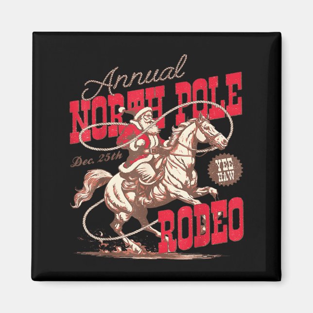 Annual North Le Rodeo Cowboy Santa Howdy Christmas Magnet (Framsidan)