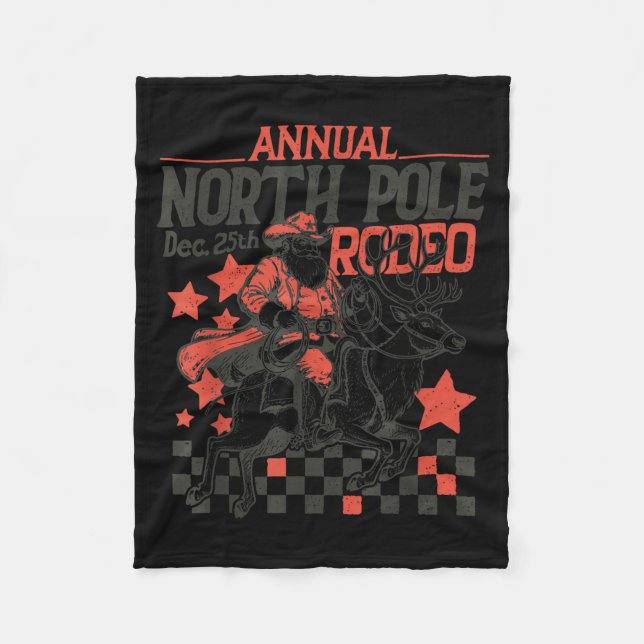 Annual North Le Rodeo Santa Western Cowboy Christm Fleecefilt (Framsidan)