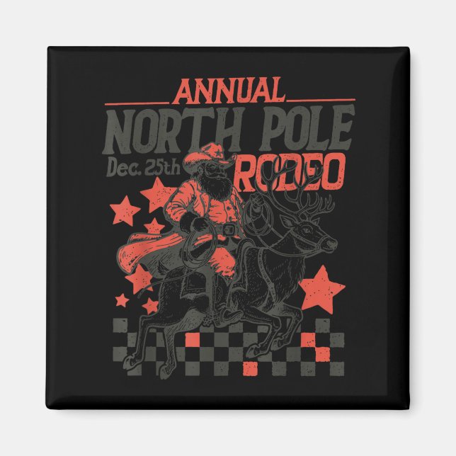 Annual North Le Rodeo Santa Western Cowboy Christm Magnet (Framsidan)
