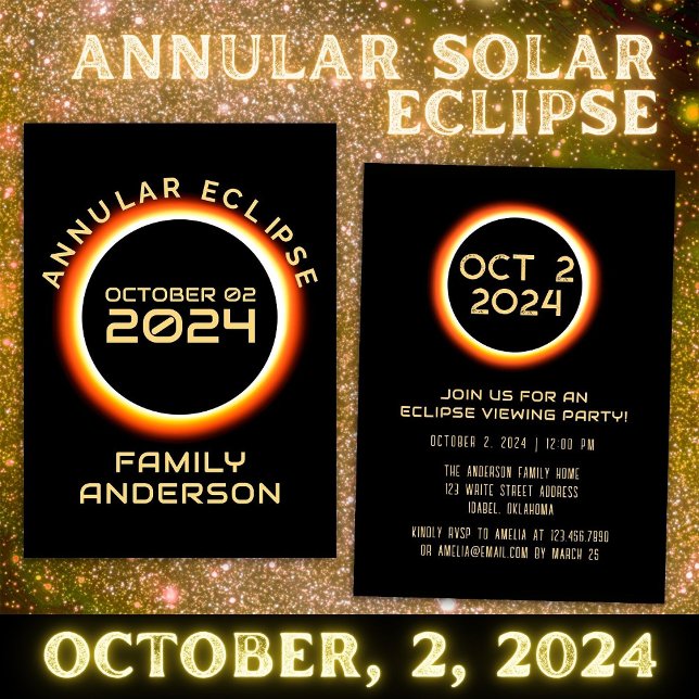 Annular Solar Eclipse 2024 Family Party Inbjudningar (Front/Back)