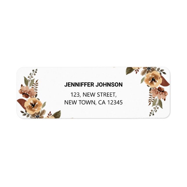 Annullera adressetikett för vattenfärg-Flora Returadress Etikett (Framsidan)