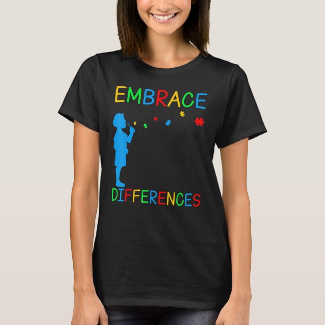 Annullera skillnader Pussel Autism Awareness Day T Shirt (Framsida)