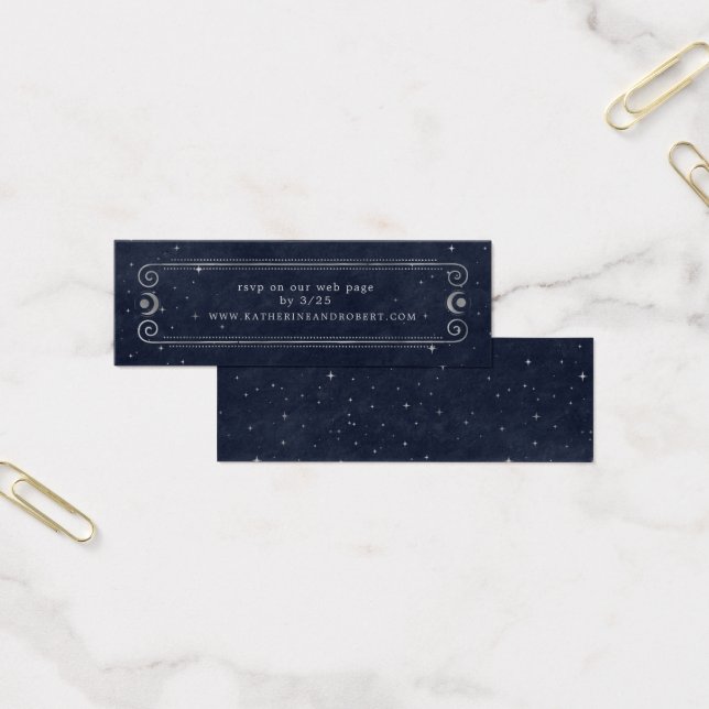 Annullerad midnattsblå silver Bröllop Litet Visitkort (Kontor)