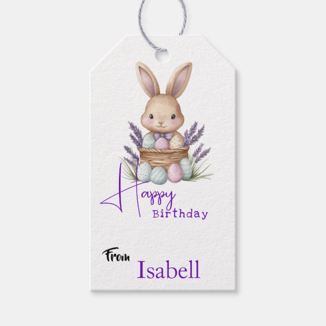 Annullerande Bunny-Thated Birthday Presentetikett (Framsidan)