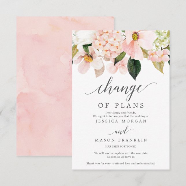 Annullering av Bröllop - uppskjuten - ändring av p Inbjudningar (Fram/baksida)
