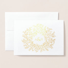 Annullering av löv monogram bröllop folierat kort