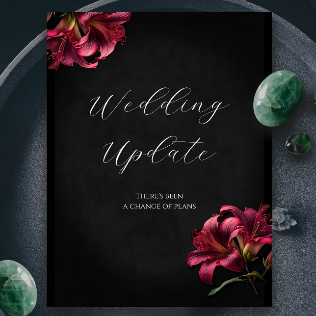 Annullering av uppskjutning av Lily Gothic Bröllop Vykort (Lilly Gothic Wedding Update Wedding Cancellation Postcard)