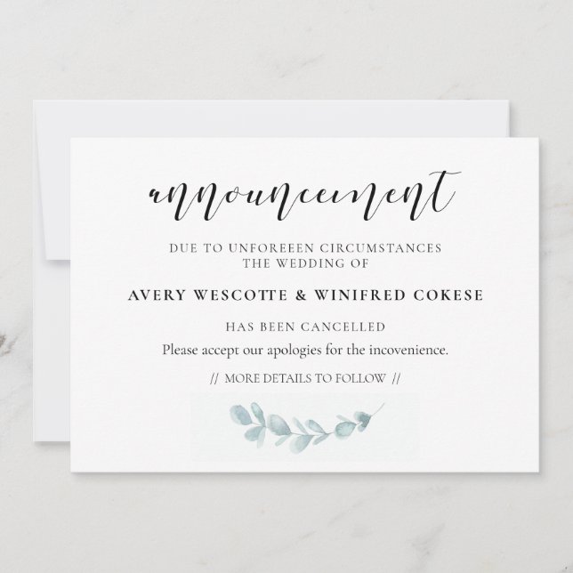 Annullering av vattenfärgsgrön energiannullering inbjudningar (Framsida)