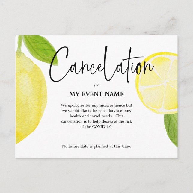 Annulleringskort COVID-19 Vykort (Framsida)