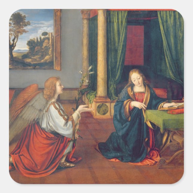 Annunciation 1506 fyrkantigt klistermärke (Framsida)