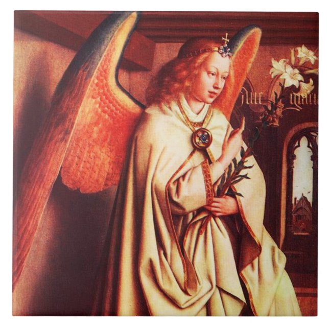 ANNUNCIATION ANGEL Archangel Gabriel, Jan Van Eyck Kakelplatta (Framsidan)