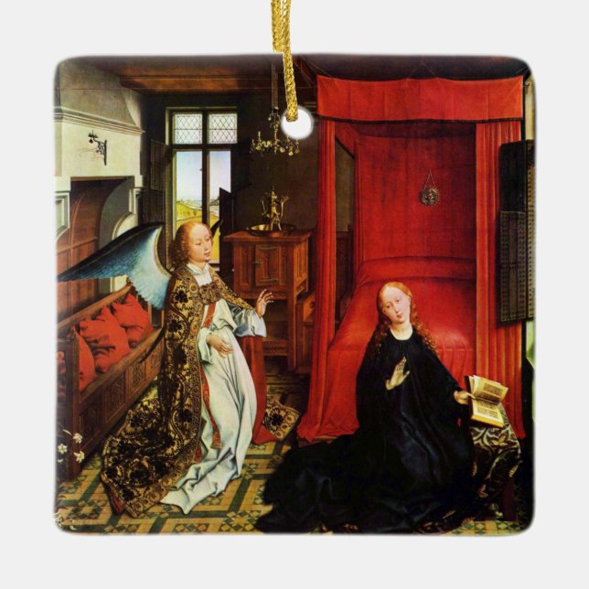 ANNUNCIATION ANGEL Archangel Gabriel och Virgin Julgransprydnad Keramik (Framsida)