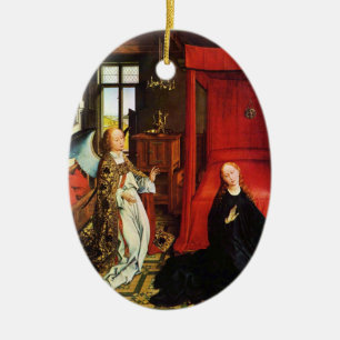 ANNUNCIATION ANGEL Archangel Gabriel och Virgin Julgransprydnad Keramik