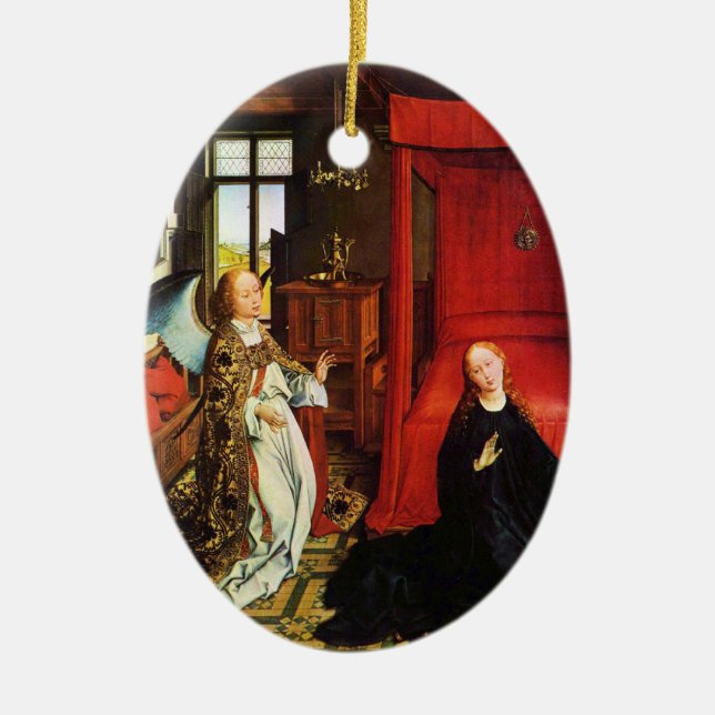 ANNUNCIATION ANGEL Archangel Gabriel och Virgin Julgransprydnad Keramik (Framsidan)