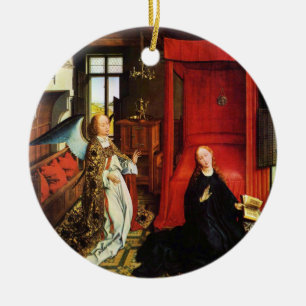 ANNUNCIATION ANGEL Archangel Gabriel och Virgin Julgransprydnad Keramik